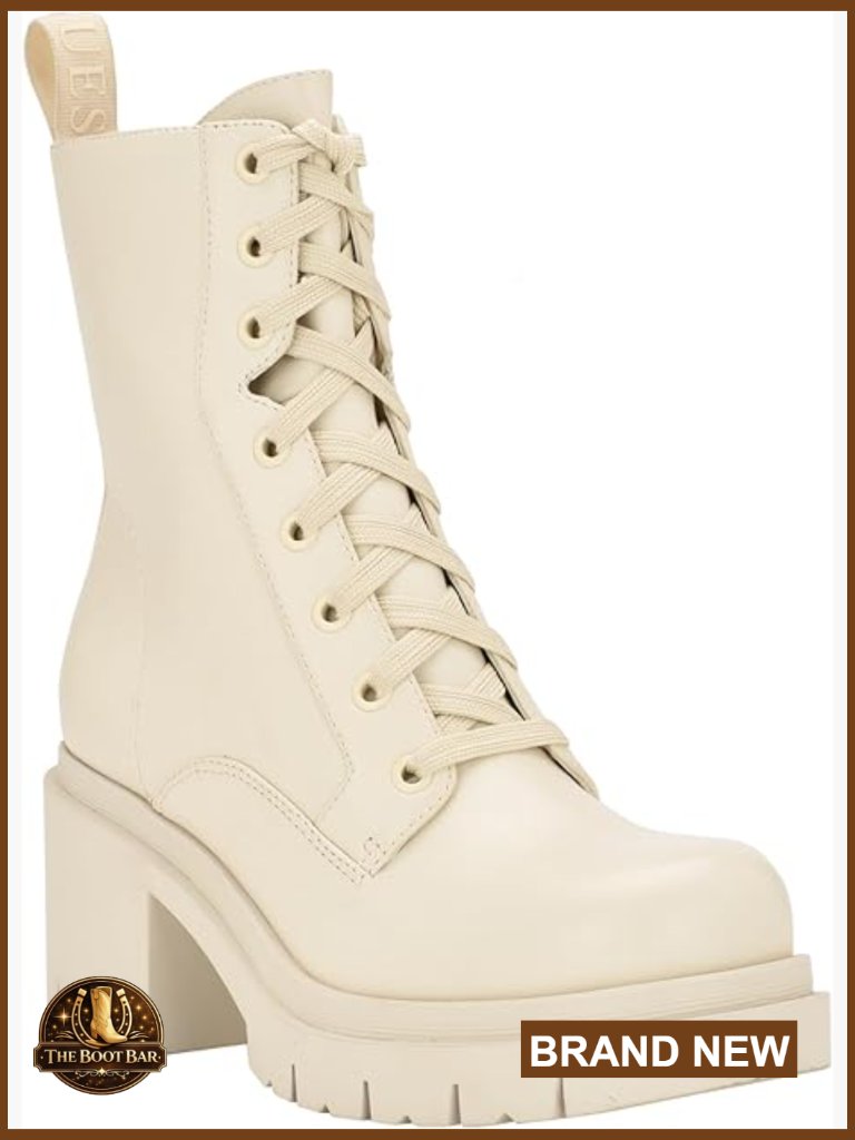 Lace Up Combat Bootie With Zipper Side Closure Round Toe